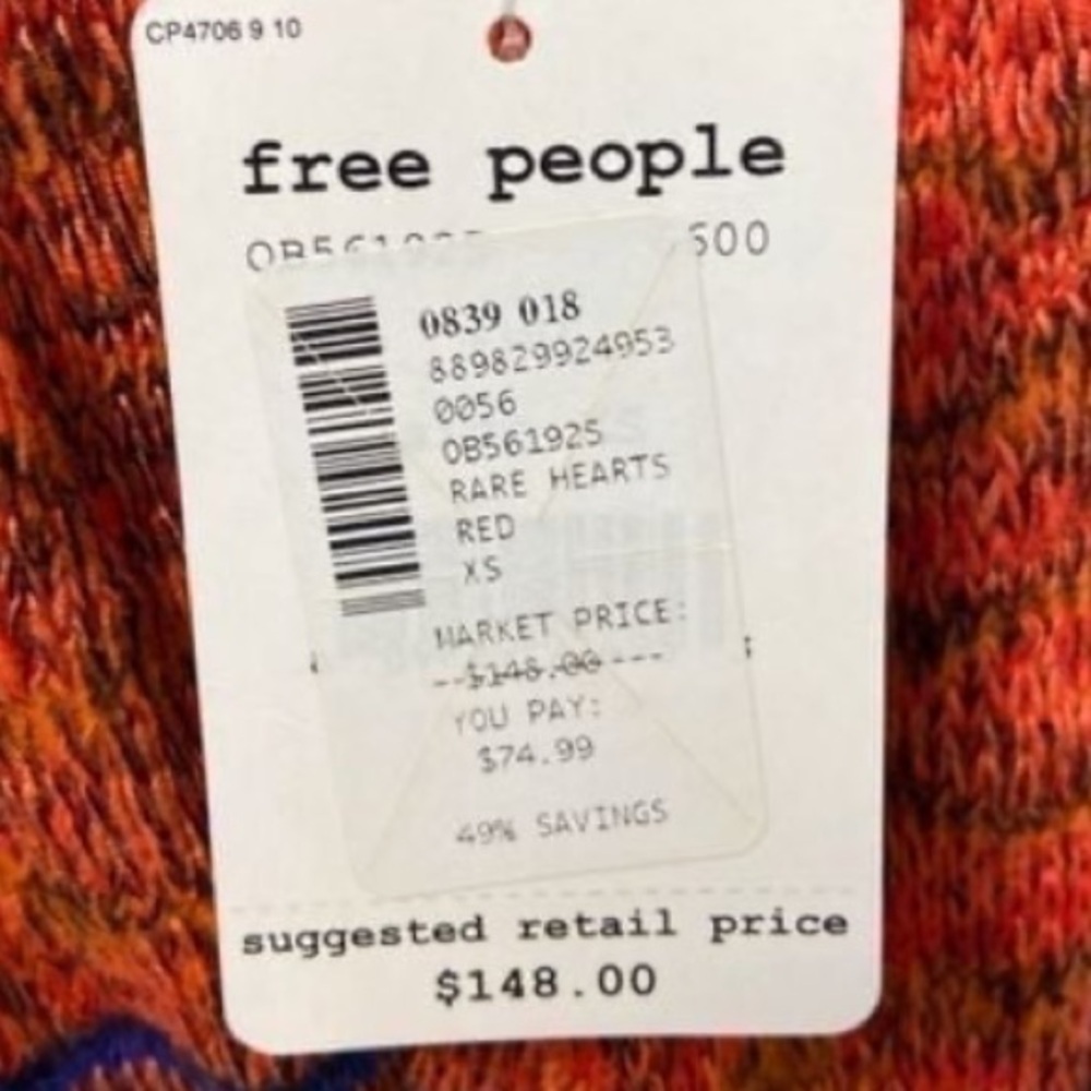 Free People Colorful Knit mini dress sleeveless XS NWT - Picture 8 of 8